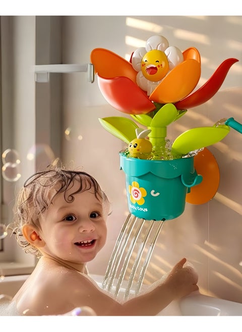 Toddler Baby Bath Toy, Flower Bloom when exposed to water Bath Toy,Baby Bath Toy Flower Watering Can Pool Bath Tub Toy , Attach to Any Tub or Shower Fun for Bath time, Sensory Development Bath Tub T