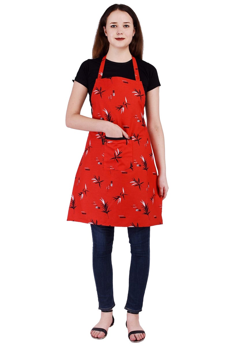 Tolexo Cotton Free size Waterproof Kitchen cooking Unisex Apron (Red) Proudly Made in India - Image 1