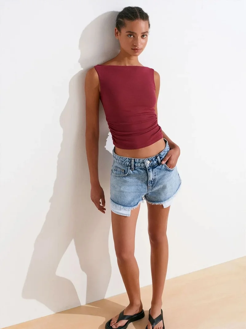 ديلفين DILVIN Women’s High-Waist Denim Shorts