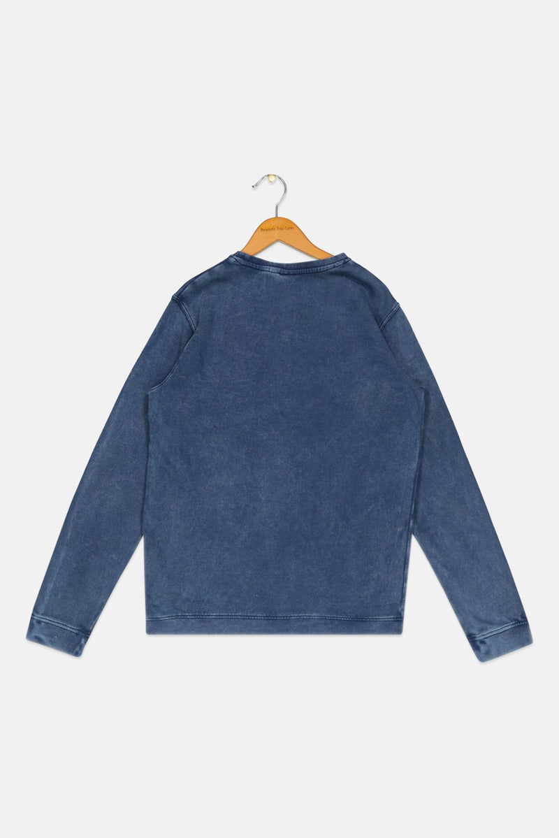 Franklin Marshall Kids Boy Sportswear Fit Long Sleeve Outdoor Sweatshirt, Navy - Image 2