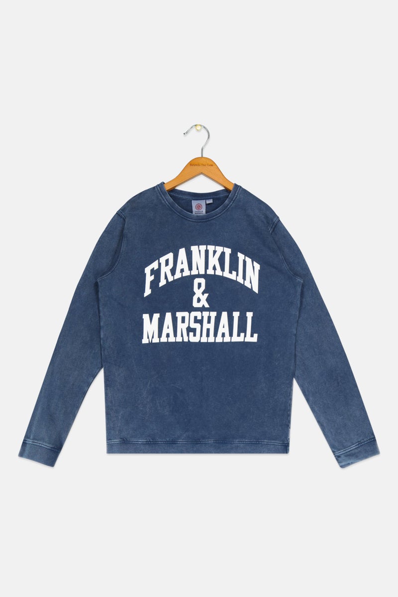 Franklin Marshall Kids Boy Sportswear Fit Long Sleeve Outdoor Sweatshirt, Navy - Image 1