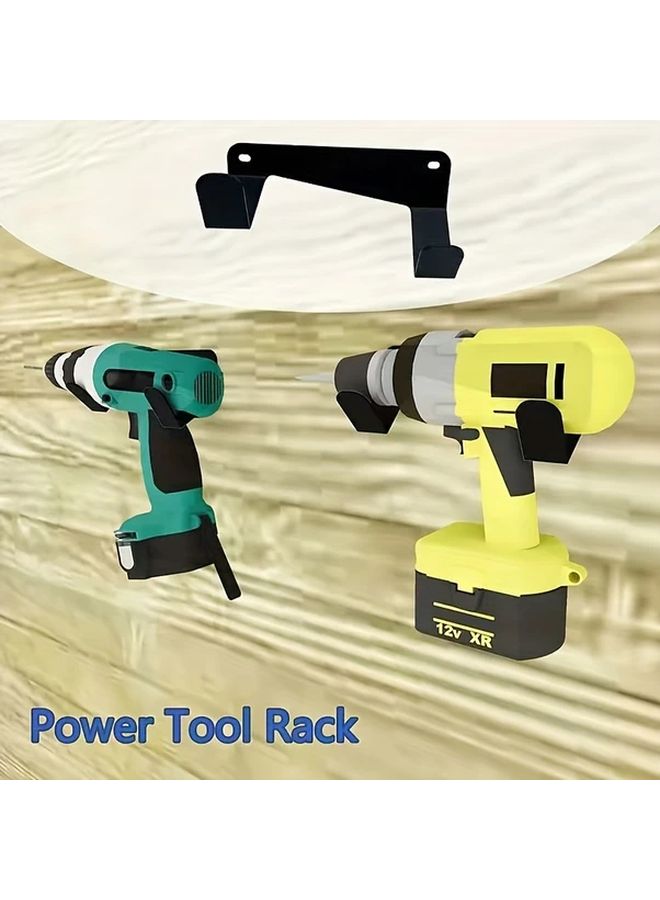 Wall Mounted Electric Tool Metal Rack Black Drill Storage Organizer For Garage Workbench Pegboard Display Cabinet Space Saving Utility Shelves Heavy Duty Drill Holder Professional Mechanics Workshop Owners - Image 1