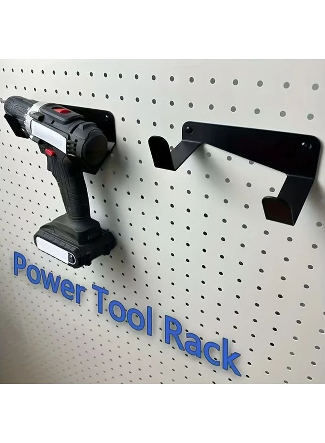 Wall Mounted Electric Tool Metal Rack Black Drill Storage Organizer For Garage Workbench Pegboard Display Cabinet Space Saving Utility Shelves Heavy Duty Drill Holder Professional Mechanics Workshop Owners - Image 4