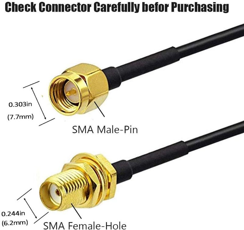 CORONIR 3ft SMA Extension Cable SMA Male to SMA Female RF Connector Adapter WiFi Antenna Extension Cable 2Pack - Image 2