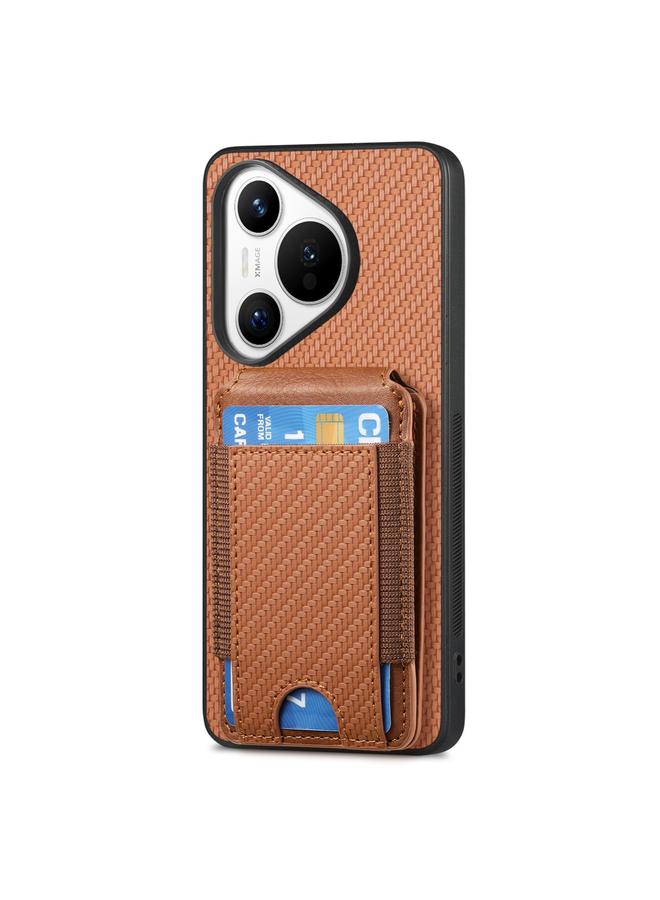 اس-توب جراب هاتف Huawei Pura 70 من ألياف الكربون مع حامل محفظة عمودي قابل للطي - Image 2