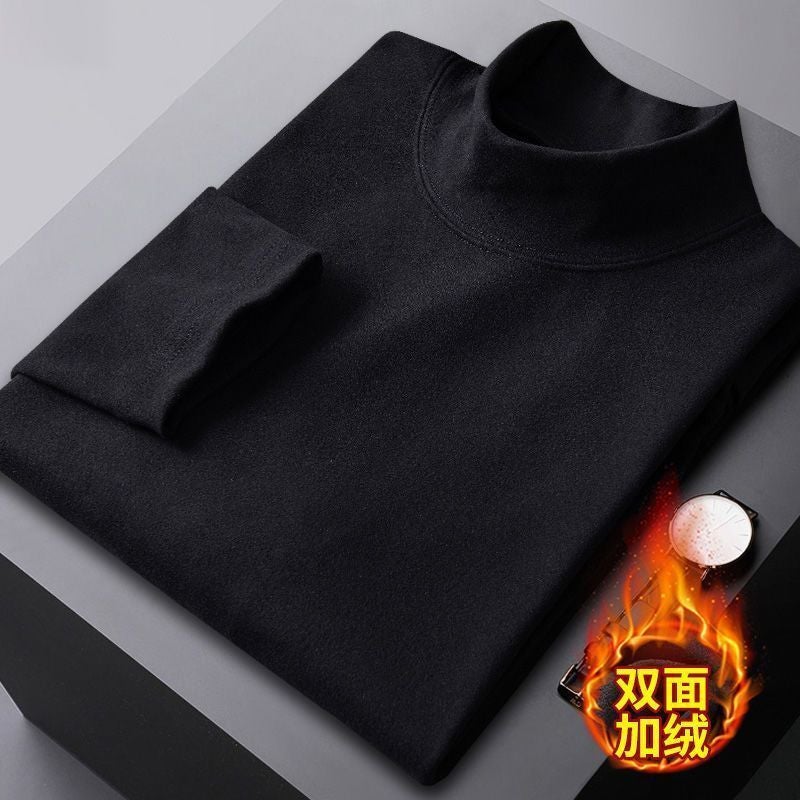 Mens Warm Velvet Turtleneck Baselayer T-Shirt Brown - Image 4
