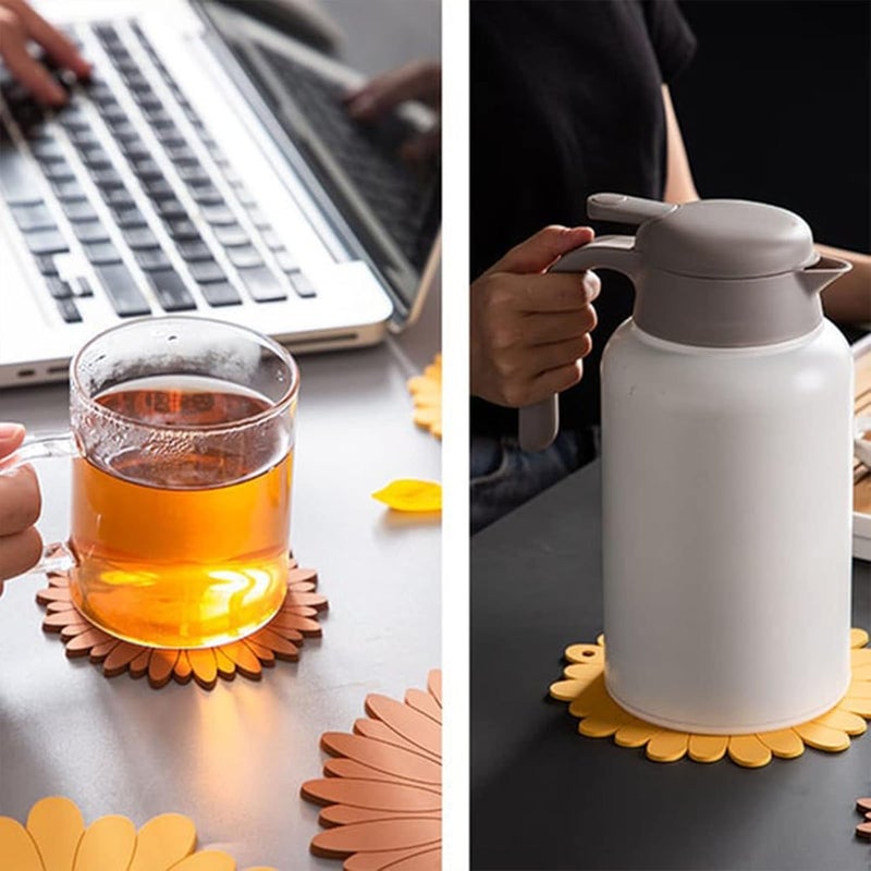 klarako Sunflower Heat Insulation Pad - [2022 New] PVC Sunflower Hot Pot Holder - Multi-Use Waterproof Sunflowers Trivet Pot Holder - Cooking Baking Table Mat Decor for Table and Countertop (L, Orange) - Image 2