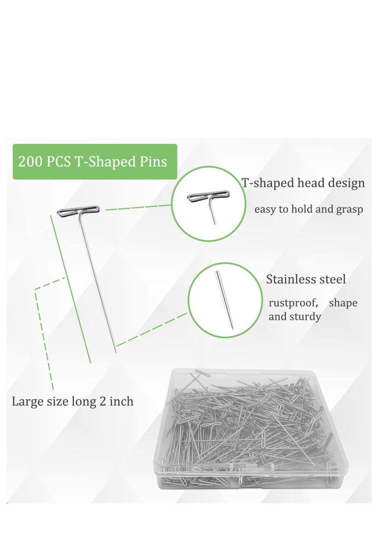 Excefore Wig T-Pins, 2 Inch Stainless Steel Wig Pins for Wigs, T-pins for Foam Head, Blocking Pins, T Pins for Sewing, Craft, and Blocking Knitting, T Pins for Office Wall - Image 2