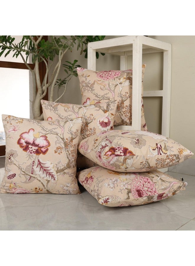 Clasiko Cotton Cushion Covers Set of 5; 20x20 Inches; Beloved Blossoms - Image 1