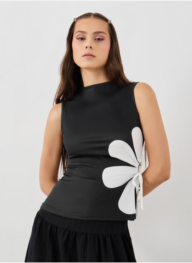 Take Two Take Two Floral Print Ruched Waist Detail Sleeveless Top  - Image 1