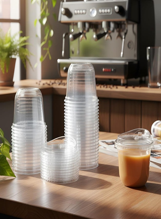 Teecyhooo 50 Pack 10 oz Clear Plastic Cups with Strawless Sip Lids Disposable Pet Iced Coffee Round Bottom Cup for Iced Coffee Juice Smoothie Cold Beverage Milkshake Bubble - Image 2