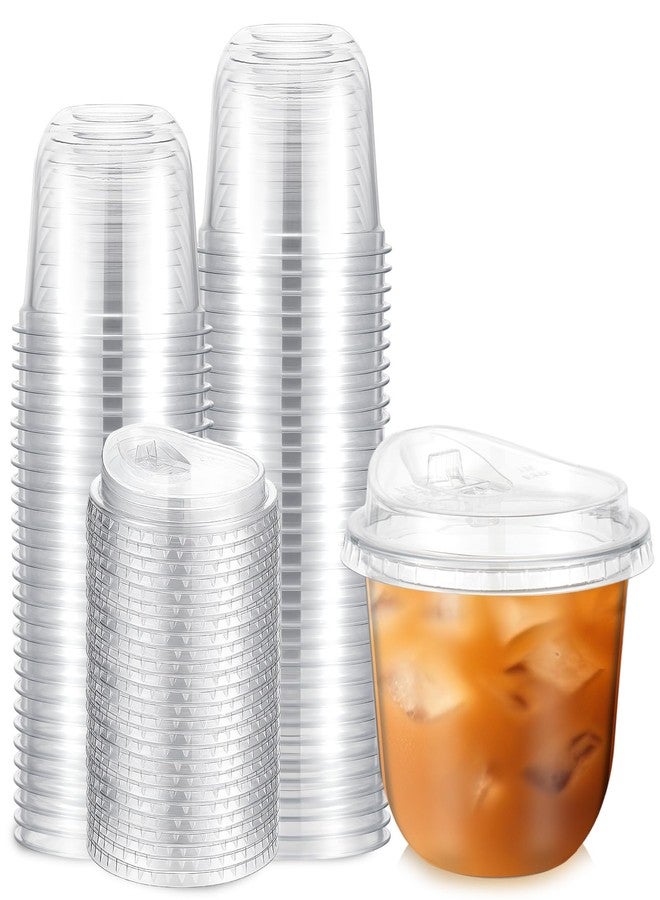 Teecyhooo 50 Pack 10 oz Clear Plastic Cups with Strawless Sip Lids Disposable Pet Iced Coffee Round Bottom Cup for Iced Coffee Juice Smoothie Cold Beverage Milkshake Bubble - Image 1