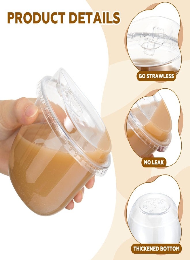 Teecyhooo 50 Pack 10 oz Clear Plastic Cups with Strawless Sip Lids Disposable Pet Iced Coffee Round Bottom Cup for Iced Coffee Juice Smoothie Cold Beverage Milkshake Bubble - Image 4