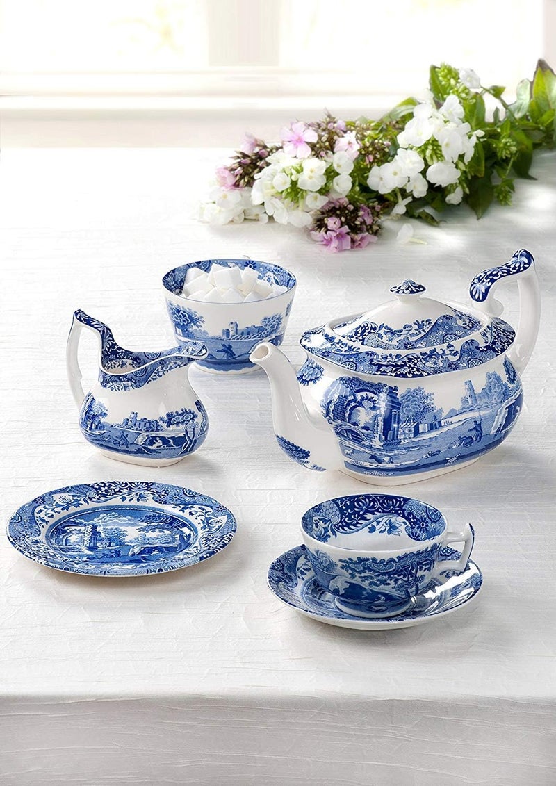 Spode Blue Italian 9 Oz Gravy Boat and Saucer, Earthenware Sauce Boat with Large Handle, Classic Countryside Design, Perfect for Gravy, Sauces, Salad Dressings, Dishwasher & Microwave Safe - Image 3
