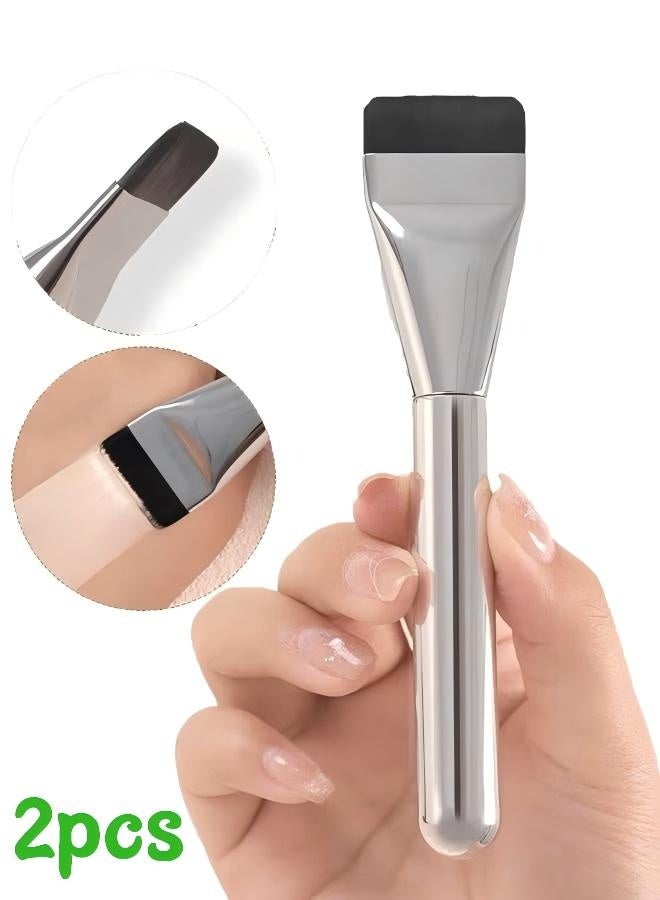 2pcs Flat Head Makeup Brush, Super Thin Blade Foundation Brush, Foundation Brush and Concealer Brush for Blending Liquid Cream Makeup - Image 1