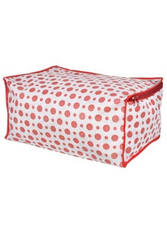 Kuber Industries Kuber Industries Non-Woven Foldable Saree Covers With Zip|Polka Dots Wardrobe Organizer For Clothes|Transparent Window Keep 8 To 10 Saree|Suitable For Lehenga, Suit, Dress|Pack Of 9 (Red & White)  - Image 5