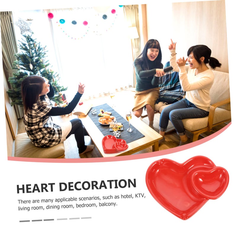 Red Heart Shape Ceramic Ashtray Heat Resistant Easy Clean Home Office Decoration - Image 5