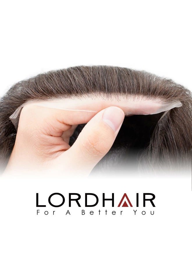 Lordhair Toupee for Men with 100% Human Hair, 0.08mm Natural Skin Hair Pieces Replacement for Men Base Size 8x10 inch Mens Toupee V-looped Hair System Dark Brown #2 - Image 4