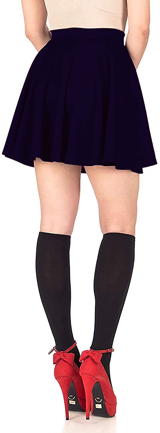 Mehrang Girl's/Women's Classic Stretchy All Time Trendy Skater Skirt with Attached Inner Shorts and Flared Inskirt (30, NAVYBLUE) - Image 2