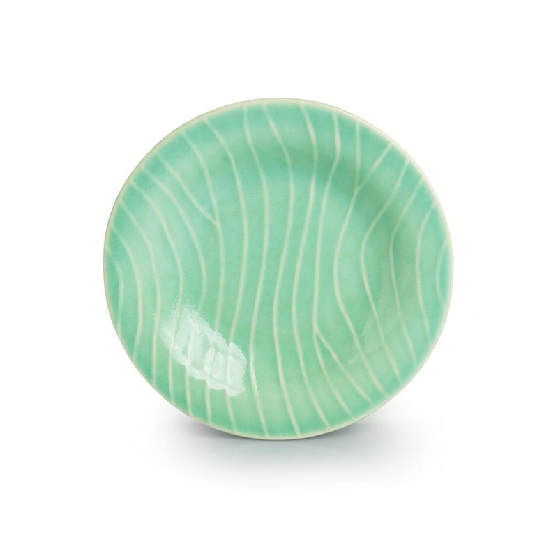 ExclusiveLane ExclusiveLane 'Caribbean Green' Ceramic Pasta Bowls/Plates (Set of 2, Microwave & Dishwasher Safe) | Hand-Etched Bowl for Serving Bowl/Plates for Kitchen Snacks Serving Bowl Ceramic Serveware - Image 3
