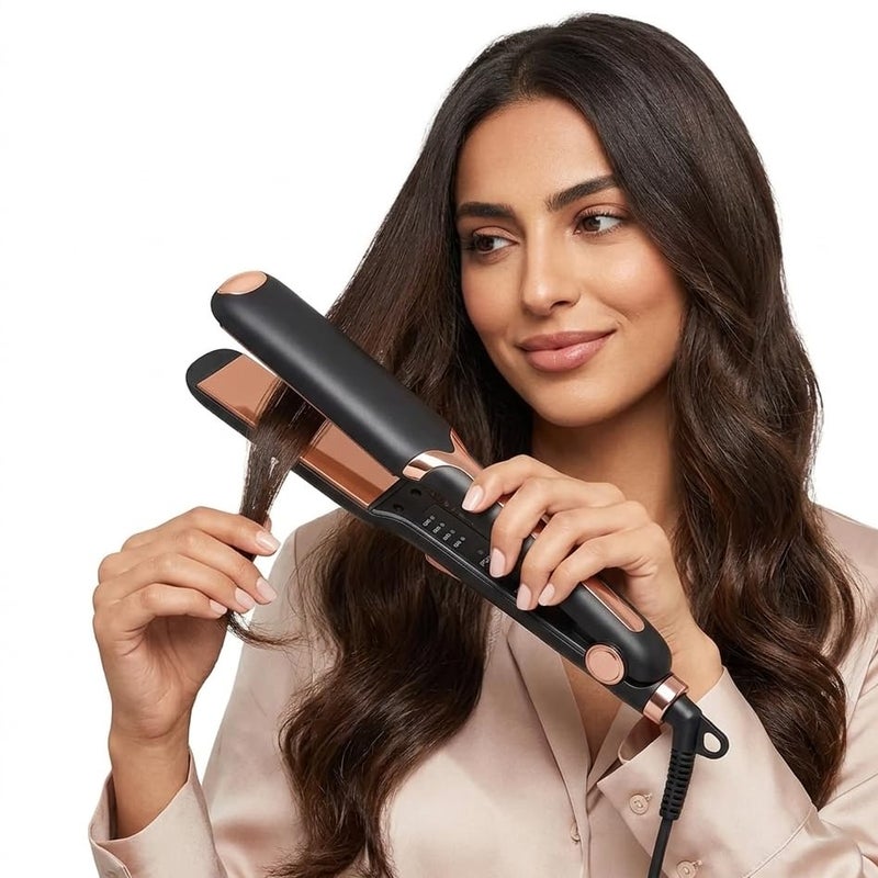 Professional Ceramic Hair Iron for Straight or Curly Hair Up to 750°F - Black
