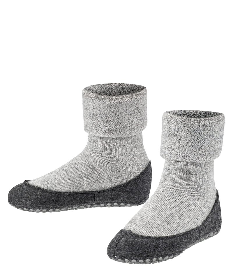 FALKE Unisex Kids Cosyshoe Slipper Socks, Cozy Warm, Merino Wool, House Socks for Winter and Fall, Grips On Sole, Grey (Light Grey 3400), 5.5-6.5, 1 Pair - Image 1