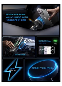 Lisen LISEN MagSafe Car Mount Charger 20 Strongest Magnets 15W Wireless Car Charger Mount for iPhone 15 Pro Max Plus, Fits iPhone 14 13 12  - Image 2