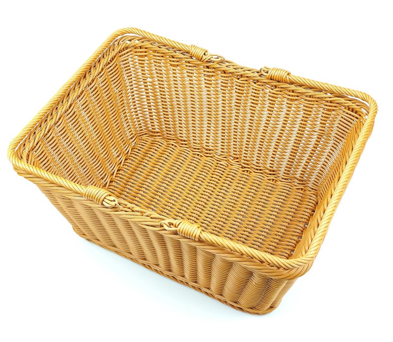 ANRUIDE 15.8"Poly Wicker storage Baskets,Handmade Woven Basket Harvest Basket Wicker Storage Basket for Picnic, Easter, Organizing, Gathering Vegetables(15.8" x 11.8") Brown - Image 5