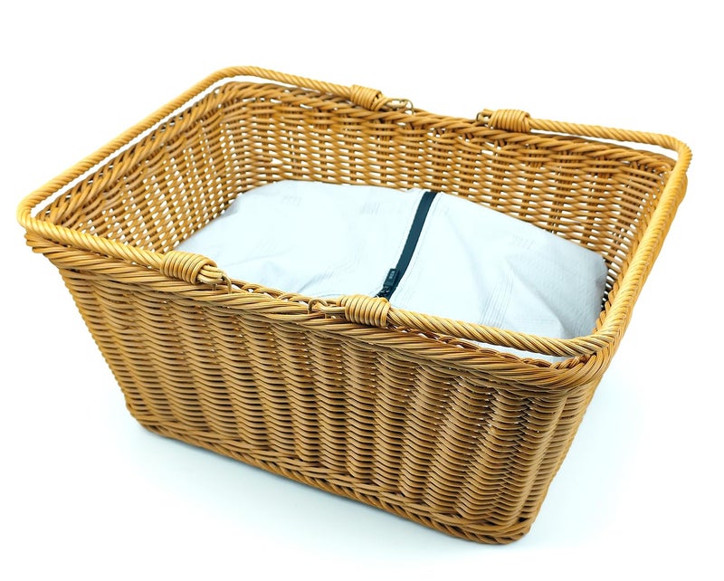 ANRUIDE 15.8"Poly Wicker storage Baskets,Handmade Woven Basket Harvest Basket Wicker Storage Basket for Picnic, Easter, Organizing, Gathering Vegetables(15.8" x 11.8") Brown - Image 4