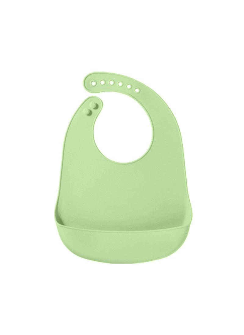 Silicone Baby Bib BPA-Free Toddler Feeding Set Clear green bib 