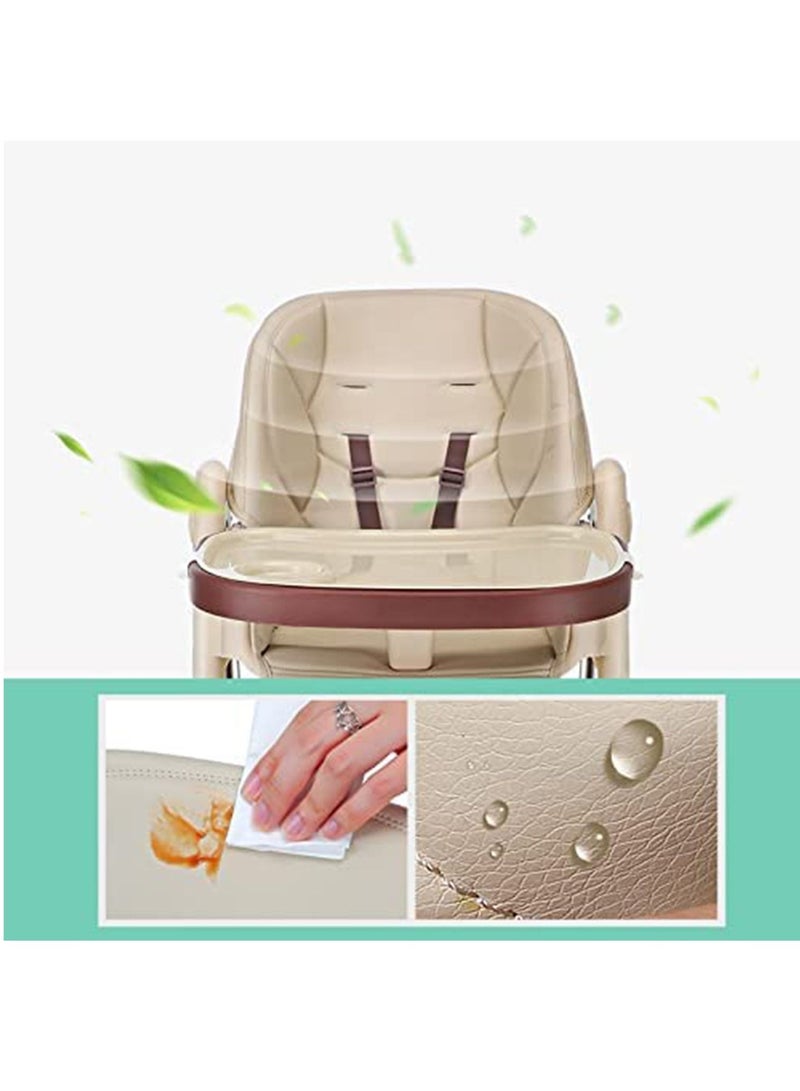 GT-Wheel Foldable Baby High Chair 4 in 1 with Wheels, converts to Infant Floor Seat, Toddler Booster Chair, Kids Table (Beige) - Image 2