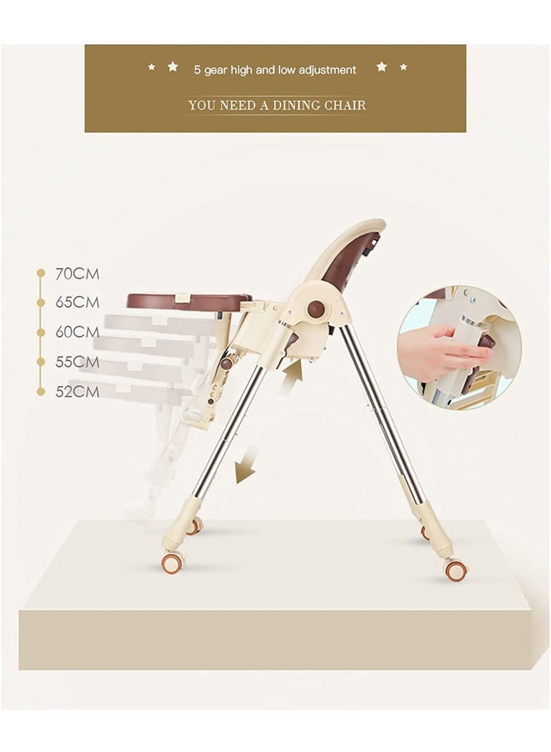 GT-Wheel Foldable Baby High Chair 4 in 1 with Wheels, converts to Infant Floor Seat, Toddler Booster Chair, Kids Table (Beige) - Image 3