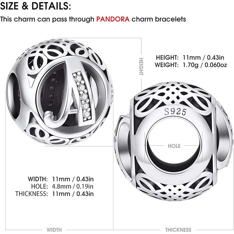NINGAN Letter Alphabet Charm 925 Sterling Silver Charms Fits European Bracelets Compatible - Image 5