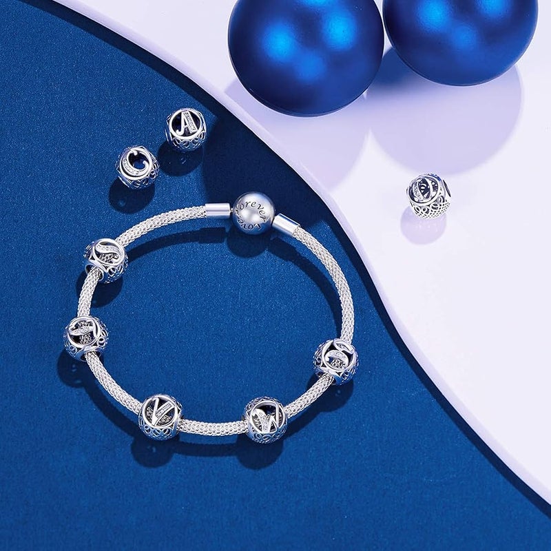 NINGAN Letter Alphabet Charm 925 Sterling Silver Charms Fits European Bracelets Compatible - Image 3