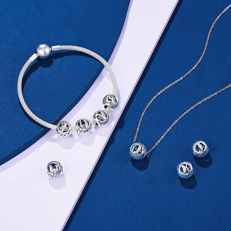 NINGAN Letter Alphabet Charm 925 Sterling Silver Charms Fits European Bracelets Compatible - Image 2