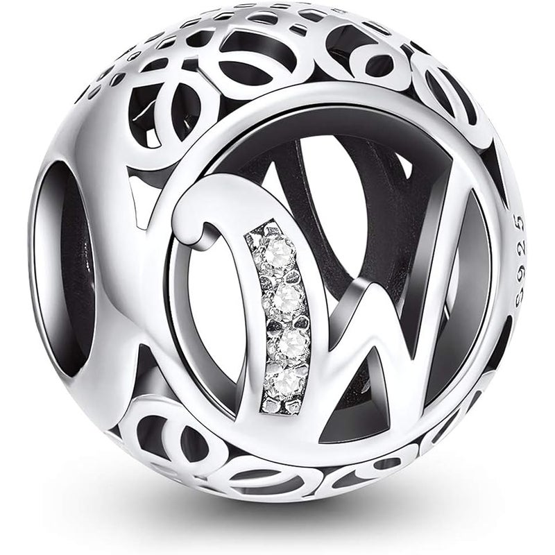 NINGAN Letter Alphabet Charm 925 Sterling Silver Charms Fits European Bracelets Compatible - Image 1