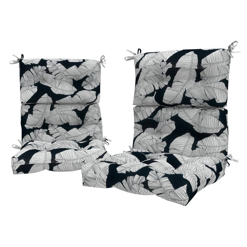 LVTXIII LVTXIII Outdoor SeatBack Chair Cushion Patio Tufted High Back Cushion Seasonal Replacement Rocking Chair Cushion with Ties 44 L x 22W Set of 2 Black Lush Leaf 