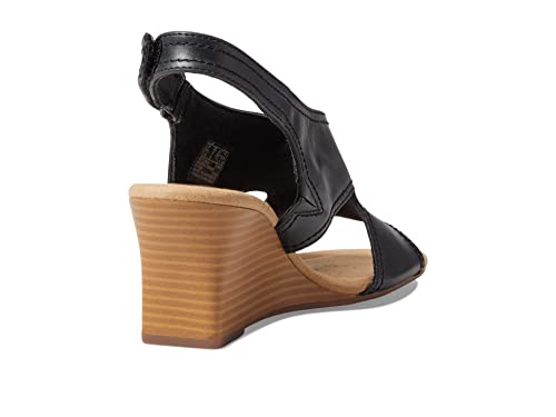 Clarks Women's Dress Wedge Sandal, Black Leather, 9 - Image 5