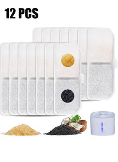 HY 12 Pcs Pet Drinking Water Filter Cotton, Pet Water Fountain Replacement Filter Activated Carbon for Automatic Pet Water Dispenser for Cats Dogs  - Image 1