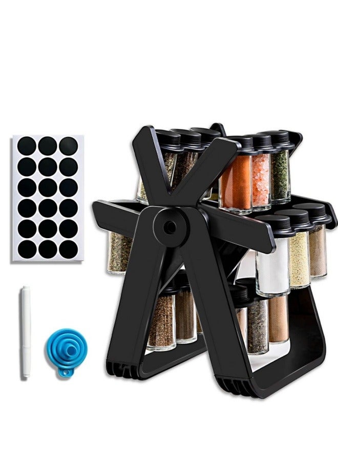 MIXDE Spice Jar Set with 18 Spice Jars 360 Degree Rotation Spice Rack  - Image 1