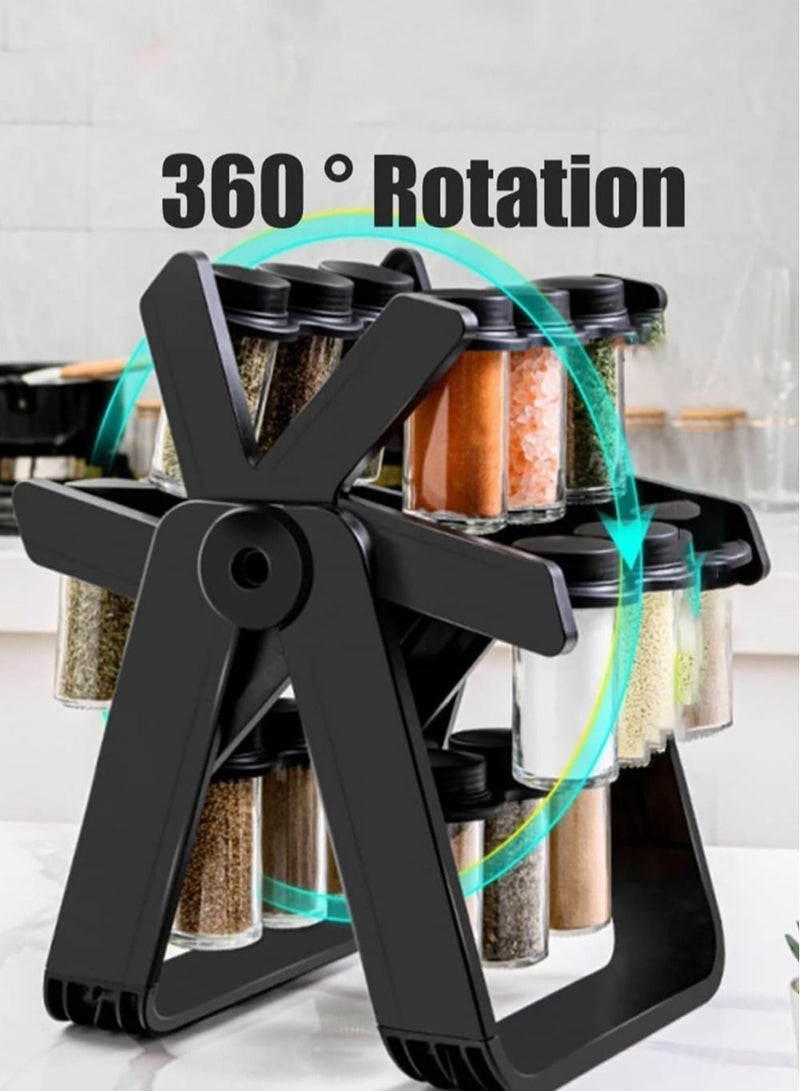 MIXDE Spice Jar Set with 18 Spice Jars 360 Degree Rotation Spice Rack  - Image 2