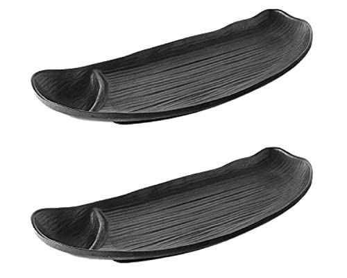 DECOR VIBES Melamine Rectangle French Fries, Momos Serving Platter, Bat Platter Unbreakable Serving Dessert and Snacks Platter/Tray (Matt Black, Combo Pack of 4) - Image 4
