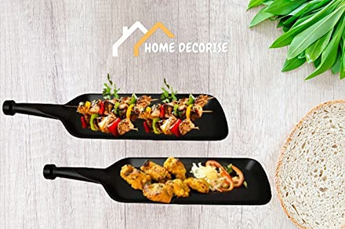 DECOR VIBES Melamine Rectangle French Fries, Momos Serving Platter, Bat Platter Unbreakable Serving Dessert and Snacks Platter/Tray (Matt Black, Combo Pack of 4) - Image 5