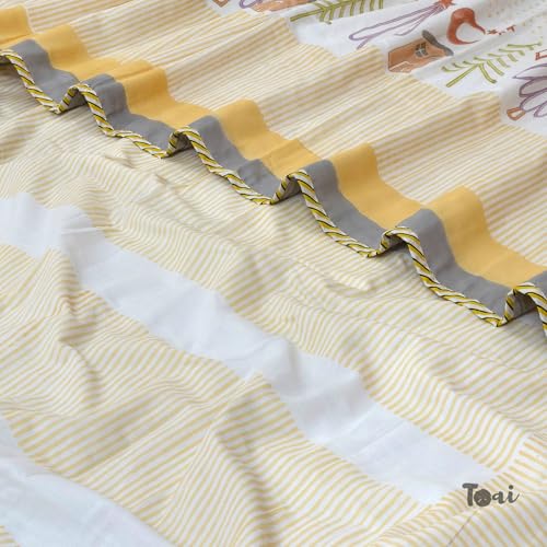 TOAIArt Premium Jaipuri Dohar | AC Blanket Summer Quilt | Hand Block Printed | 3 Layers | Reversible | 150GSM 100% Mulmul Cotton | 100% Cotton Flannel Filling | Single 60" X 90" |Yellow Polka Homes - Image 5