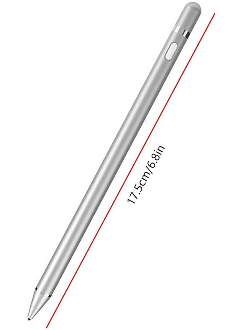 Theodor Stylus Pen for iPad with Tilt Sensitivity, iPad Stylus Pencil for Apple iPad 10/9/8/7/6, iPad Pro 11, iPad Pro 12.9, iPad Mini 6/5, iPad Air 5/4/3, Palm Rejection, Magnetic Attachment, Silver