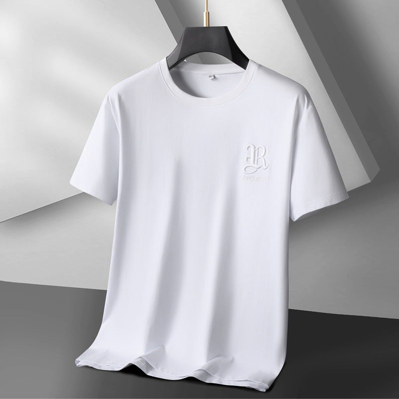 Fat Brother 2024 Embroidered Short-Sleeved Crewneck T-Shirt Plus Large Size Men'S Loose Cotton Half-Sleeved T-Shirt - Image 2