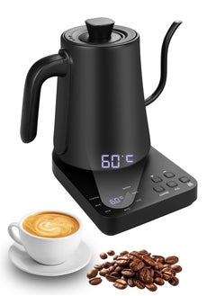 Necomi Gooseneck Kettle Pour Over Kettle Electric Coffee Kettle, Touch control Temperature Adjustment with LED Digital Display Automatic Insulation Stainless Steel 1200W Quick Heating 1L for Home and Office, Matte Black  - Image 1