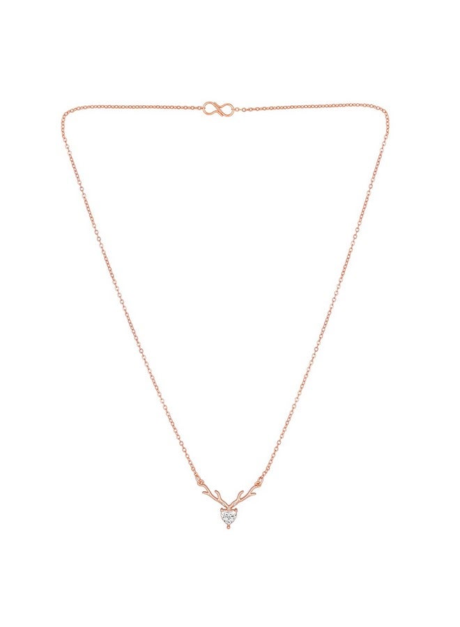 Mahi Deer Heart Shaped Necklace Pendant Chain with Cubic Zirconia Valentine Gift for Women (PS1101846Z) - Image 5