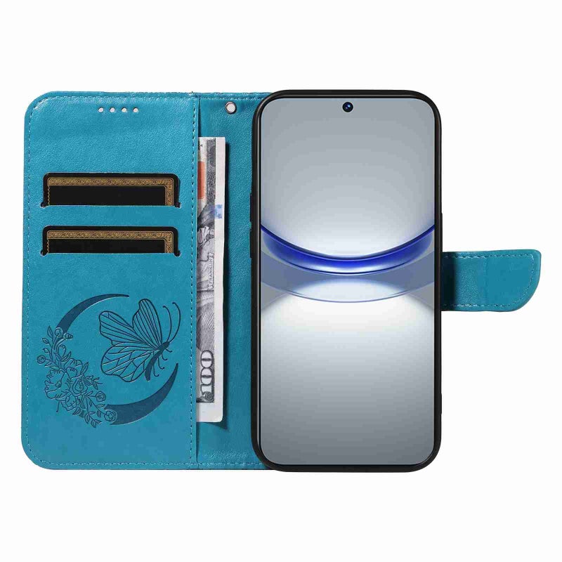 HuHa Case Cover For Huawei nova 11 5G / 12s 4G Swallowtail Butterfly Embossed Leather Phone Case(Blue) - Image 4