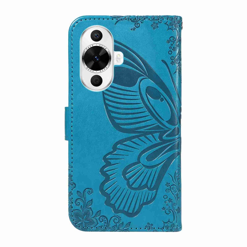 HuHa Case Cover For Huawei nova 11 5G / 12s 4G Swallowtail Butterfly Embossed Leather Phone Case(Blue) - Image 3